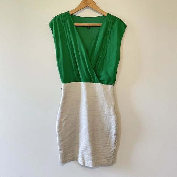 Express Bandage Dress Size Small Wrap Top Colorblock Bodycon Evening Going Out - Picture 2 of 4